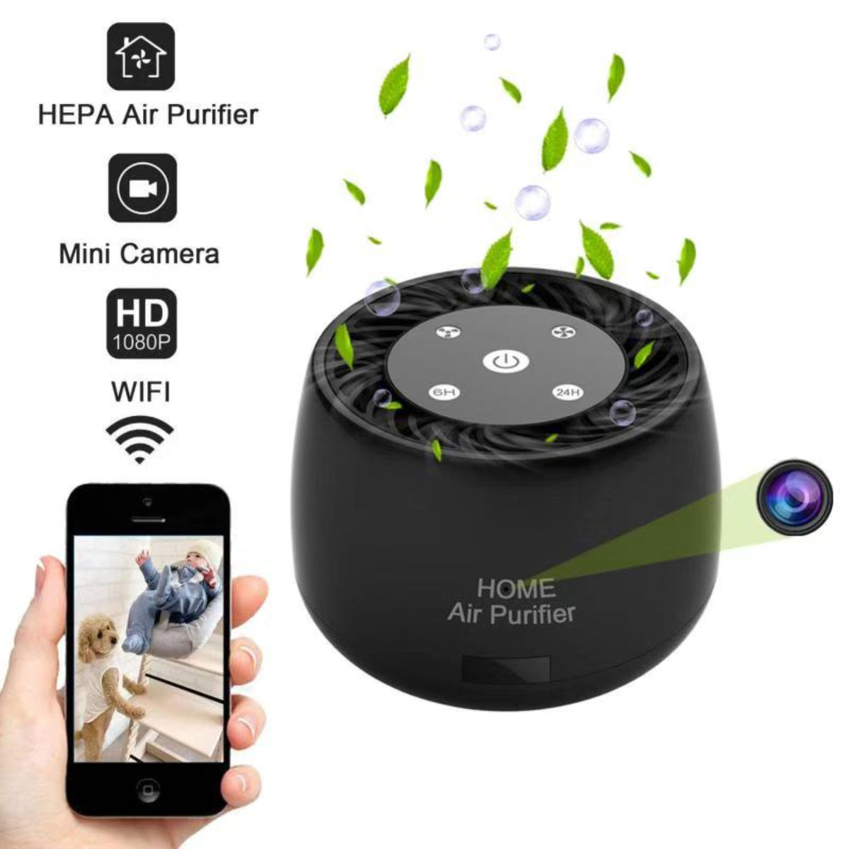 WiFi Hidden Camera Air Purifier - 1080P, Night Vision