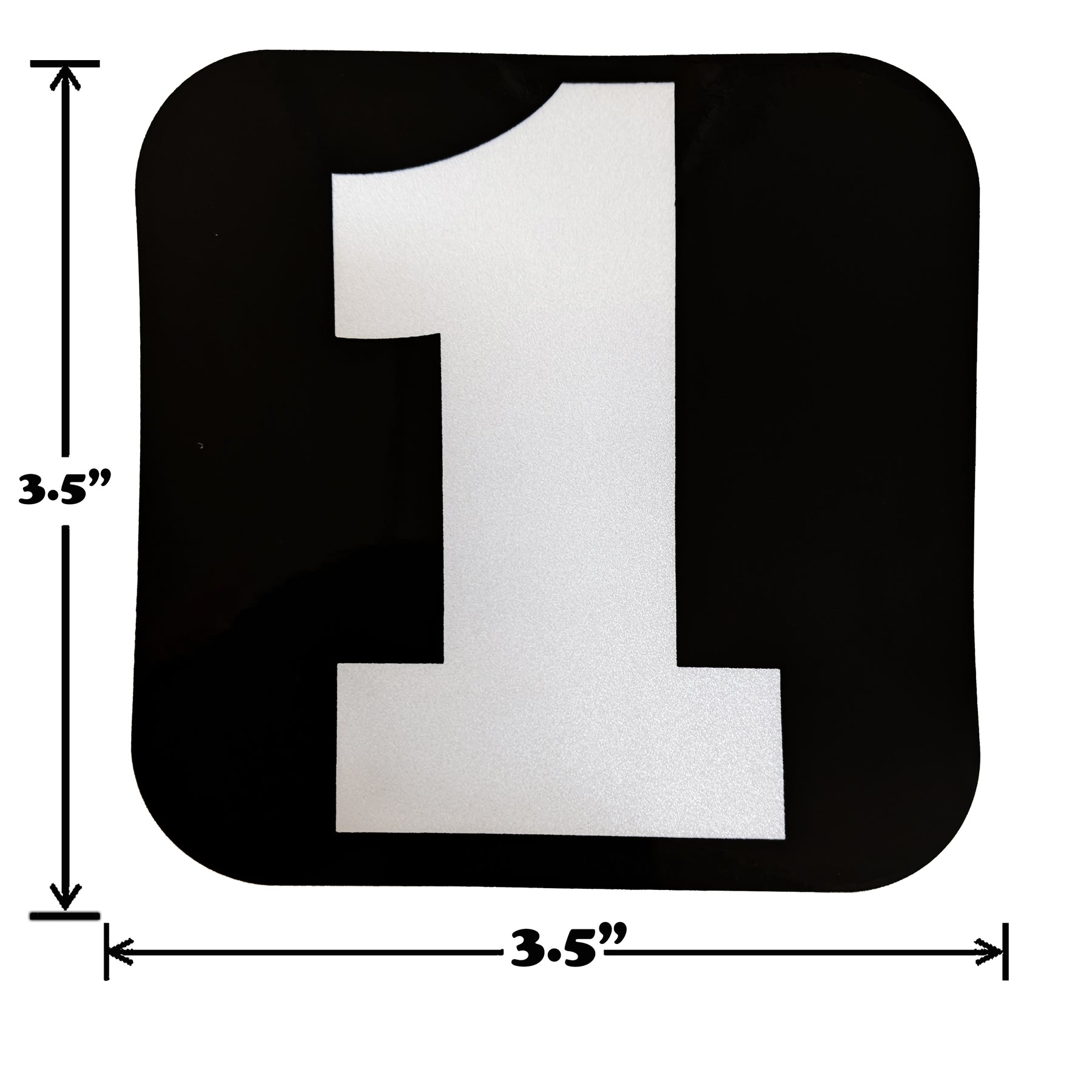 Spy Spot Set of 4 Numbered Stickers 0-9 Black Background White Font 3.5"x3.5"