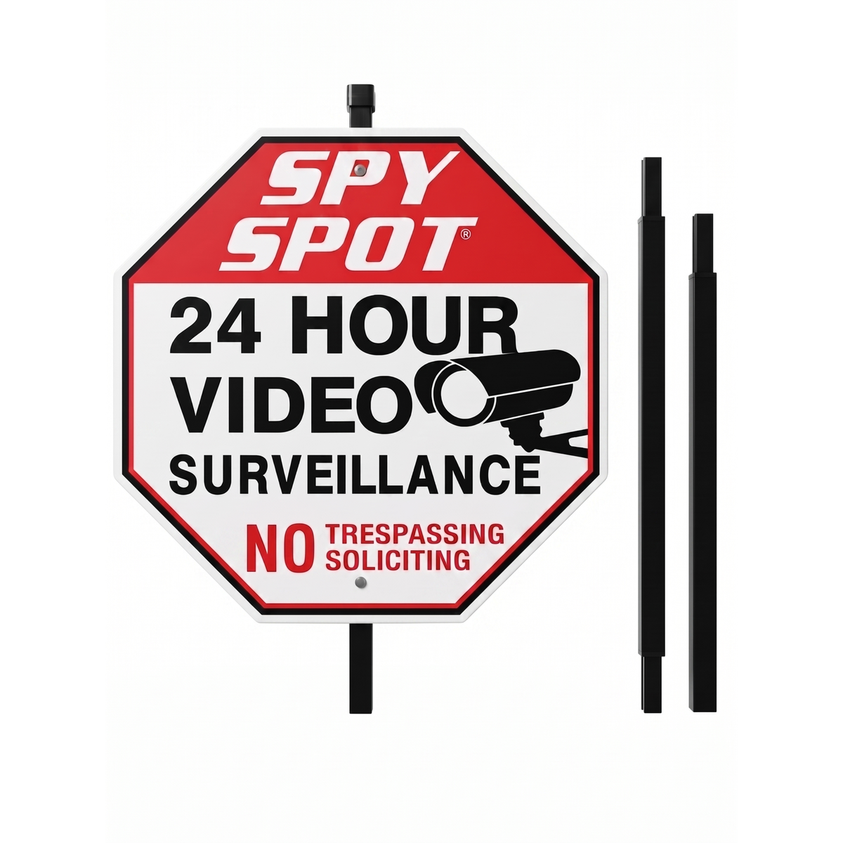 24Hr Video Surveillance Sign, Foldable Aluminum 12"x12", Pack of 2