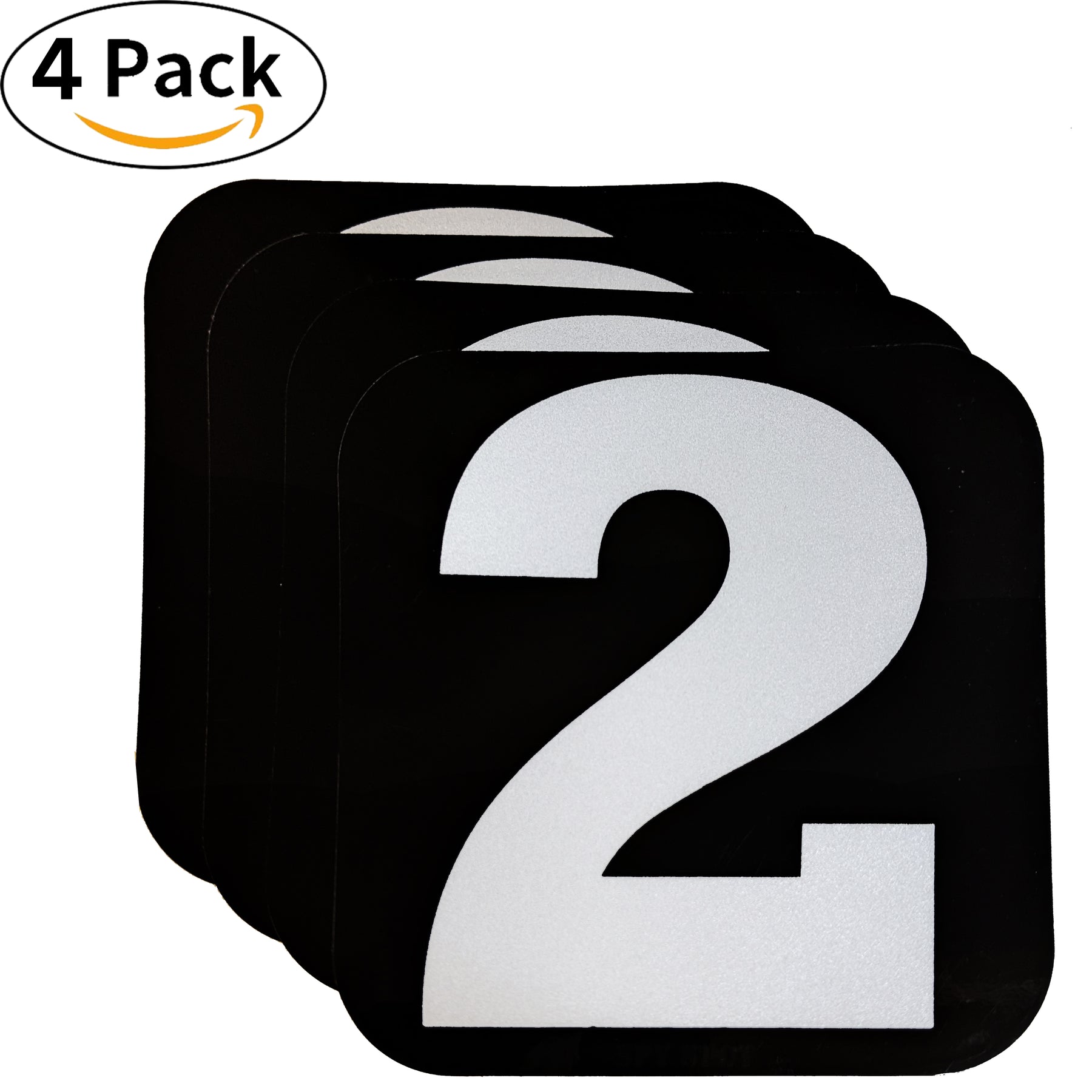 Spy Spot Set of 4 Numbered Stickers 0-9 Black Background White Font 3.5"x3.5"