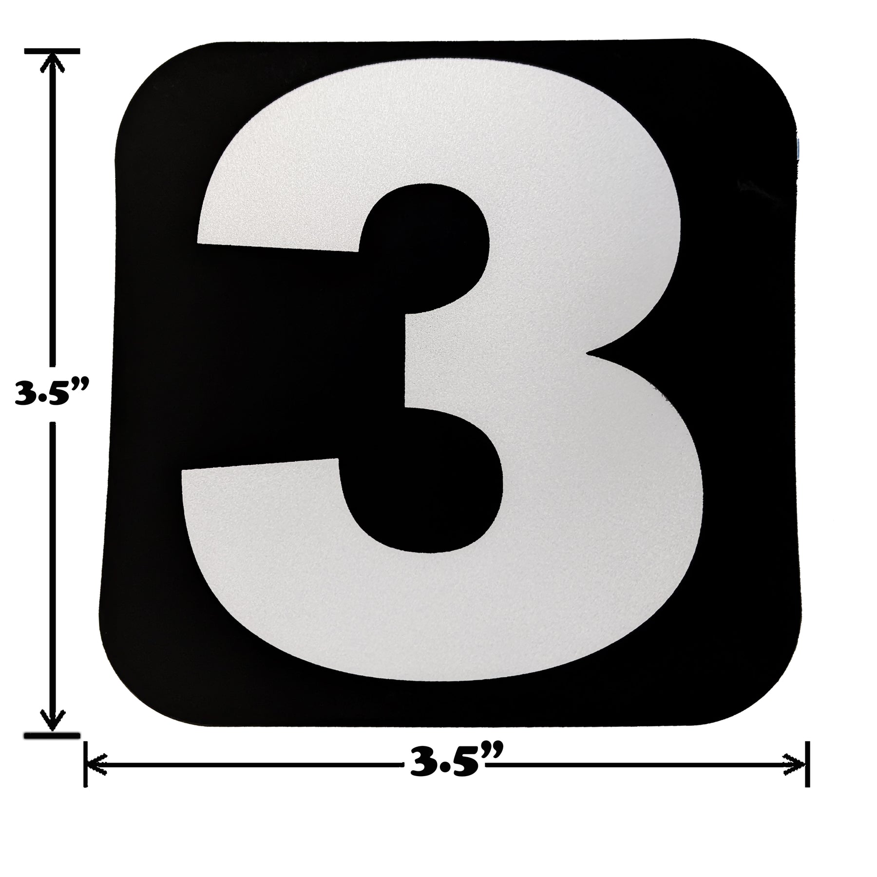 Spy Spot Set of 4 Numbered Stickers 0-9 Black Background White Font 3.5"x3.5"