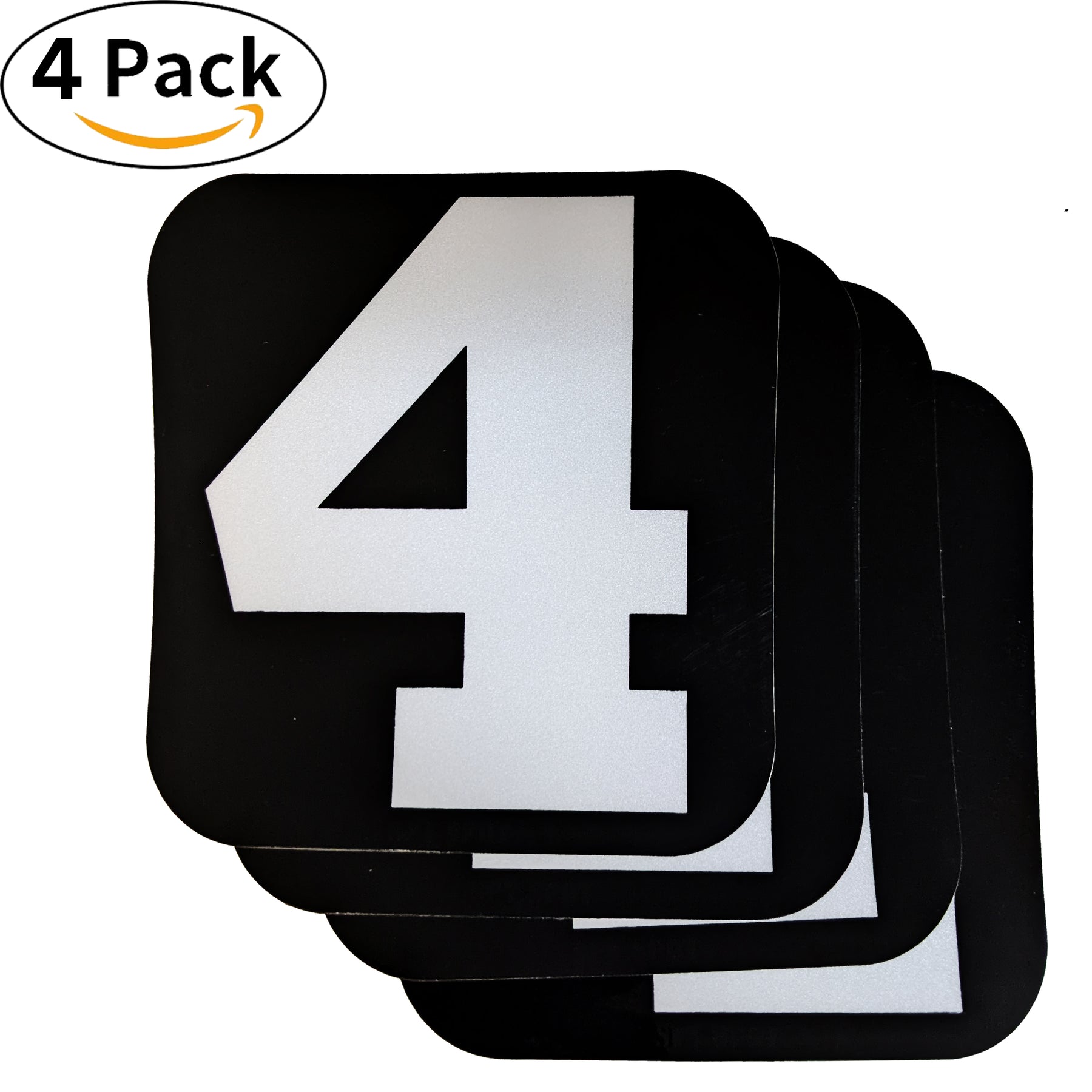 Spy Spot Set of 4 Numbered Stickers 0-9 Black Background White Font 3.5"x3.5"