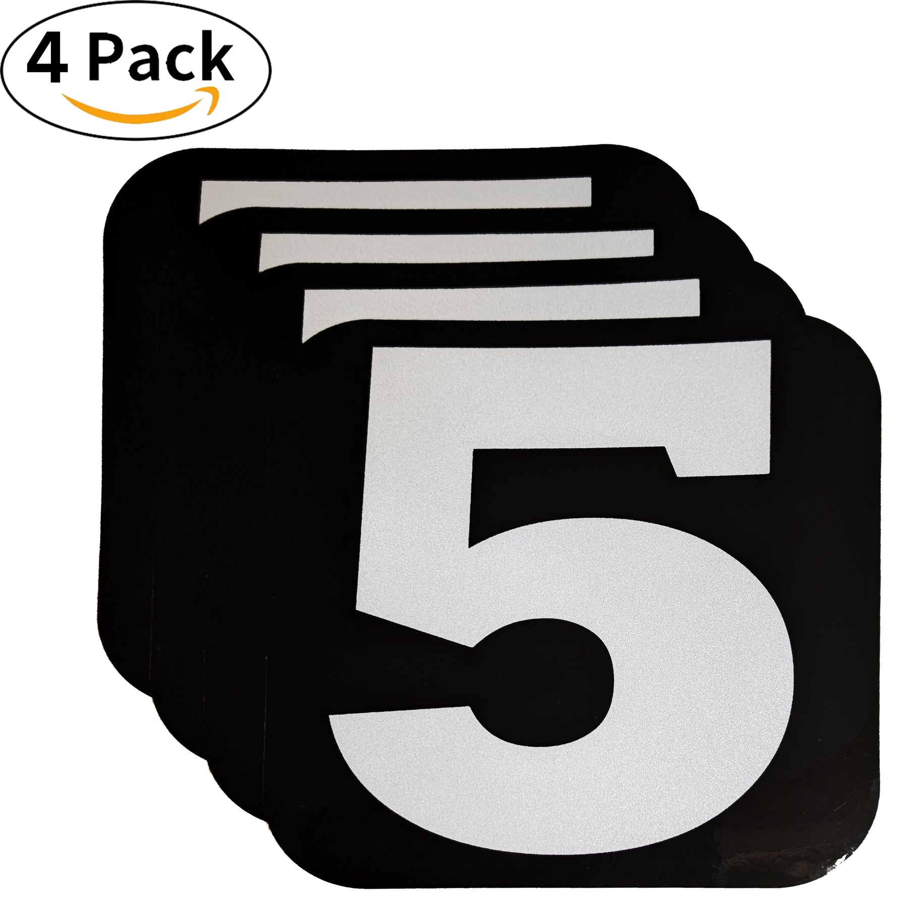 Spy Spot Set of 4 Numbered Stickers 0-9 Black Background White Font 3.5"x3.5"