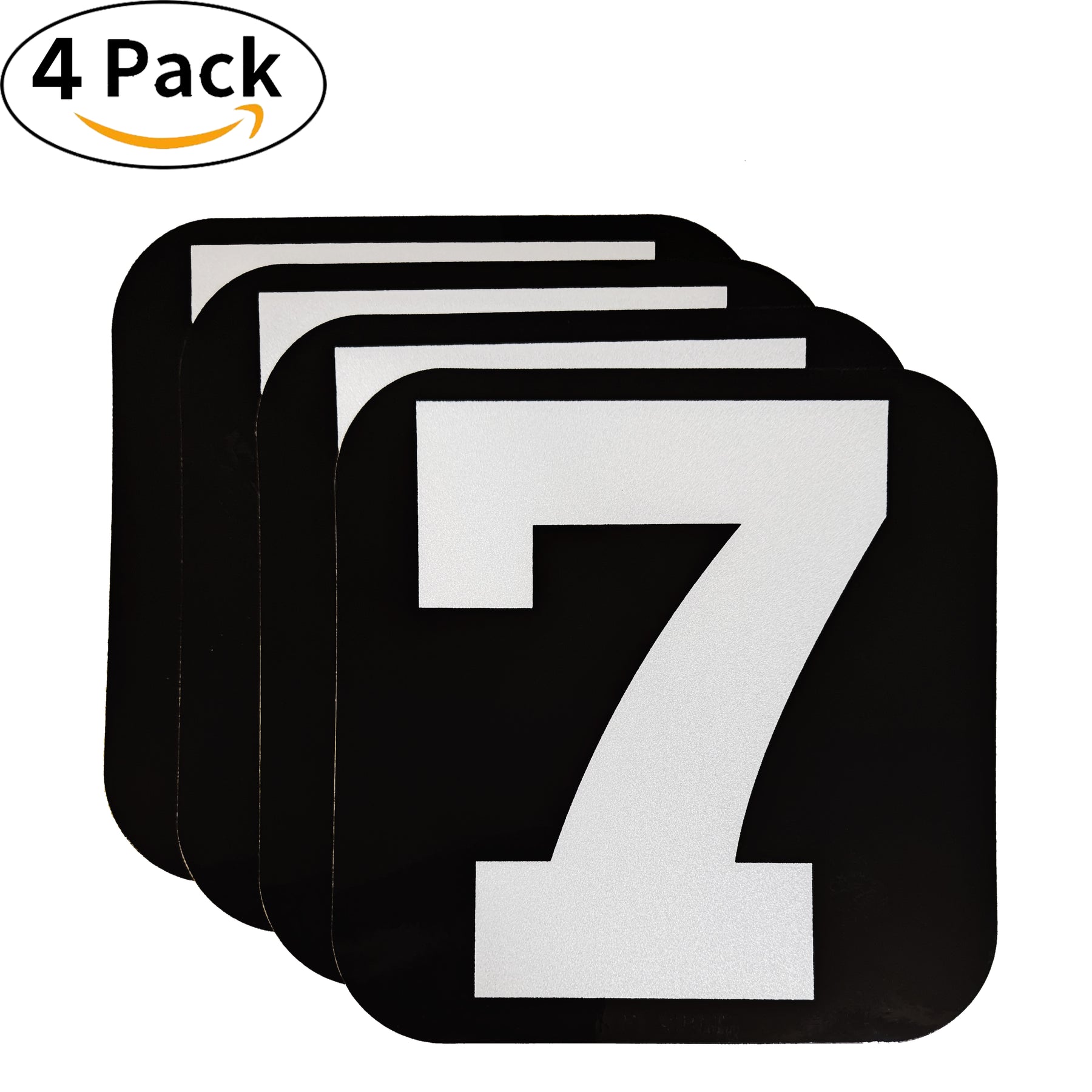 Spy Spot Set of 4 Numbered Stickers 0-9 Black Background White Font 3.5"x3.5"