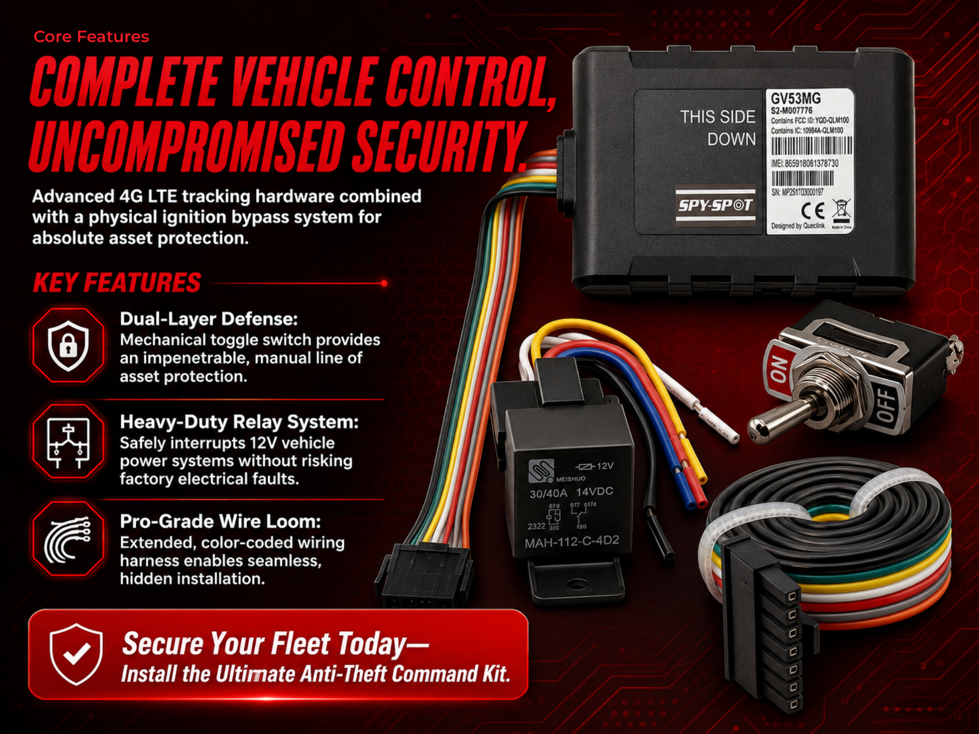 GV53MG 4G LTE Hardwired GPS Tracker with Kill Switch