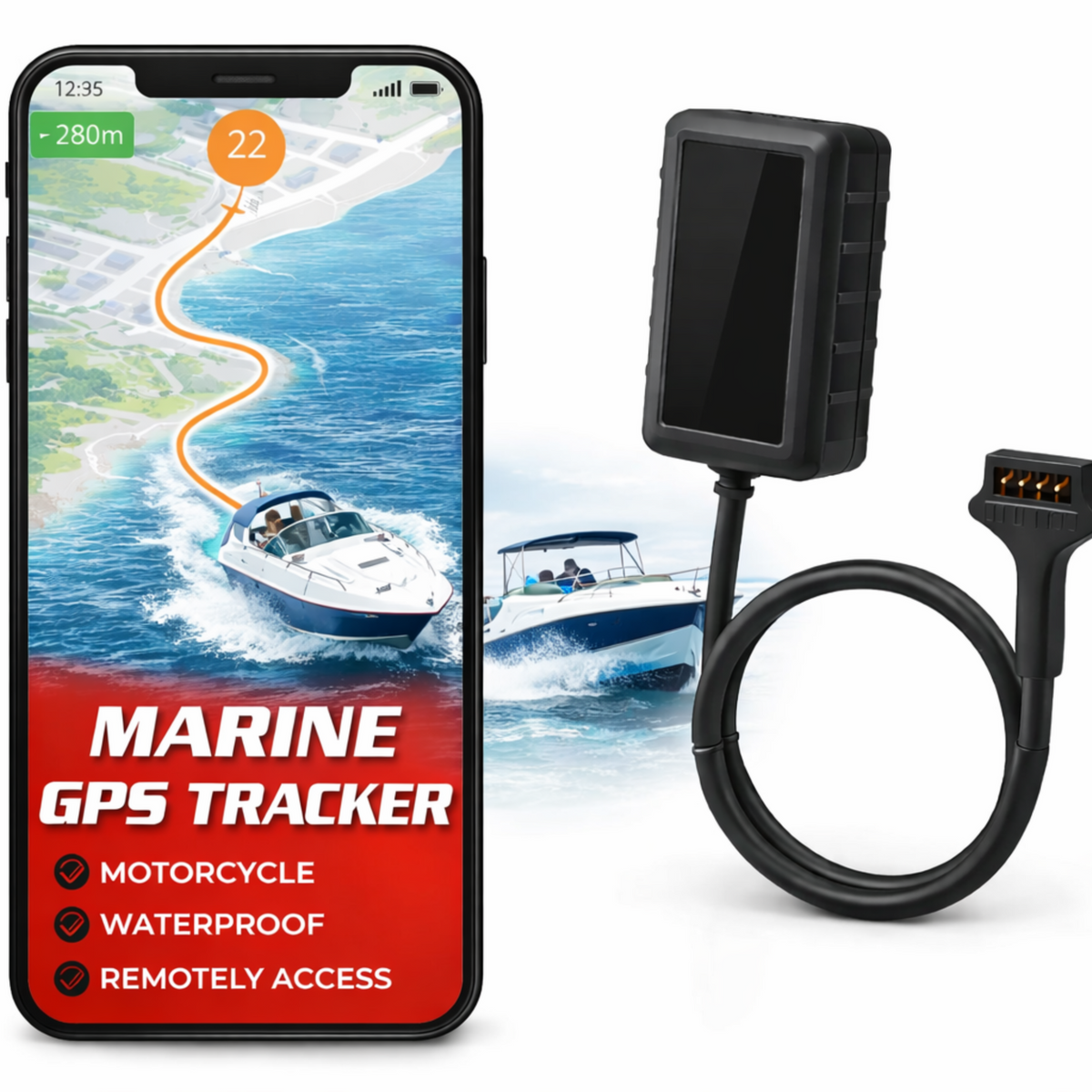 GV57 Waterproof Marine GPS Tracker - Bilge Float Switch & Theft Alert