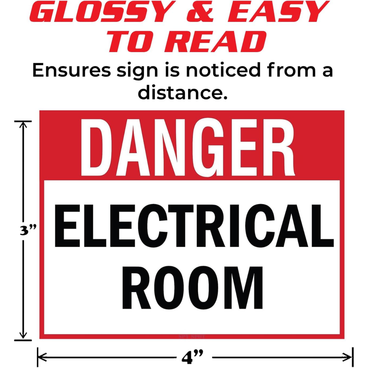 Danger Electrical Stickers, 4" x 3" Vinyl Safety Label, Pack of 2