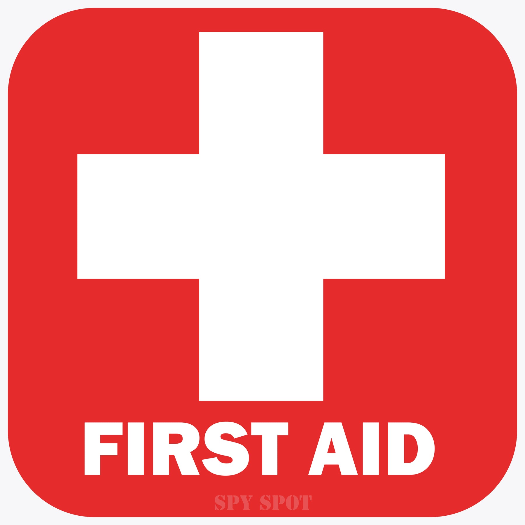 Red First Aid Sticker 4 Pack, 3.5 x 3.5 Self Adhesive First Aid Decal