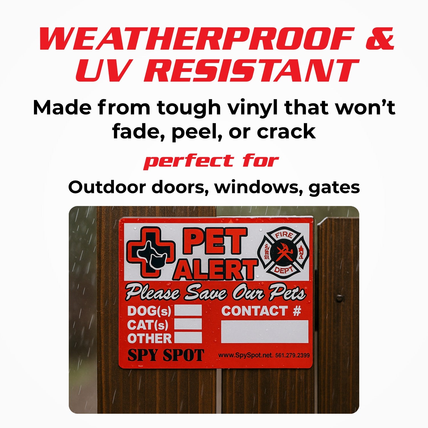 6 Pack Self Adhesive Pet Alert Weatherproof Viny Decal House Window Stickers