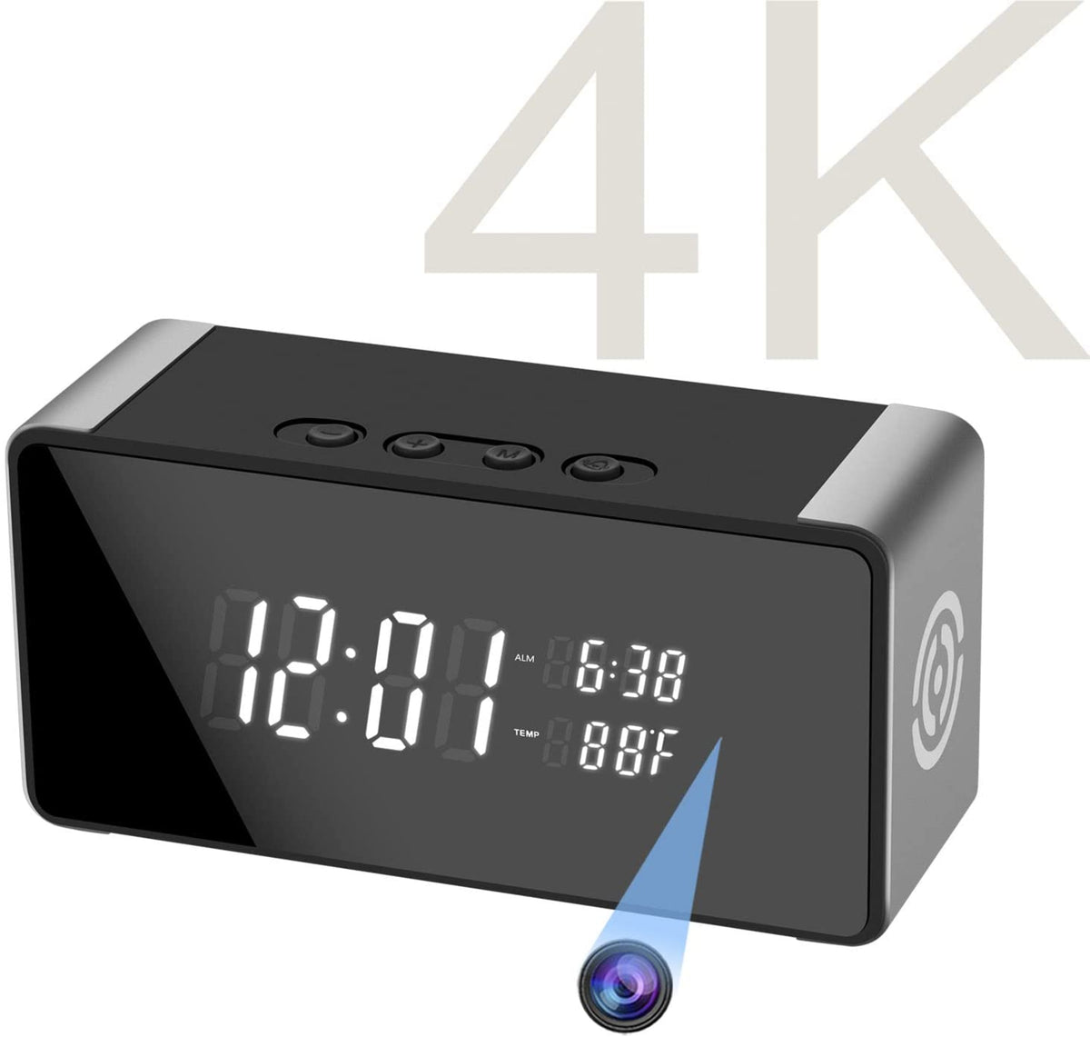 4K WiFi Hidden Camera Alarm Clock - Night Vision, 256GB