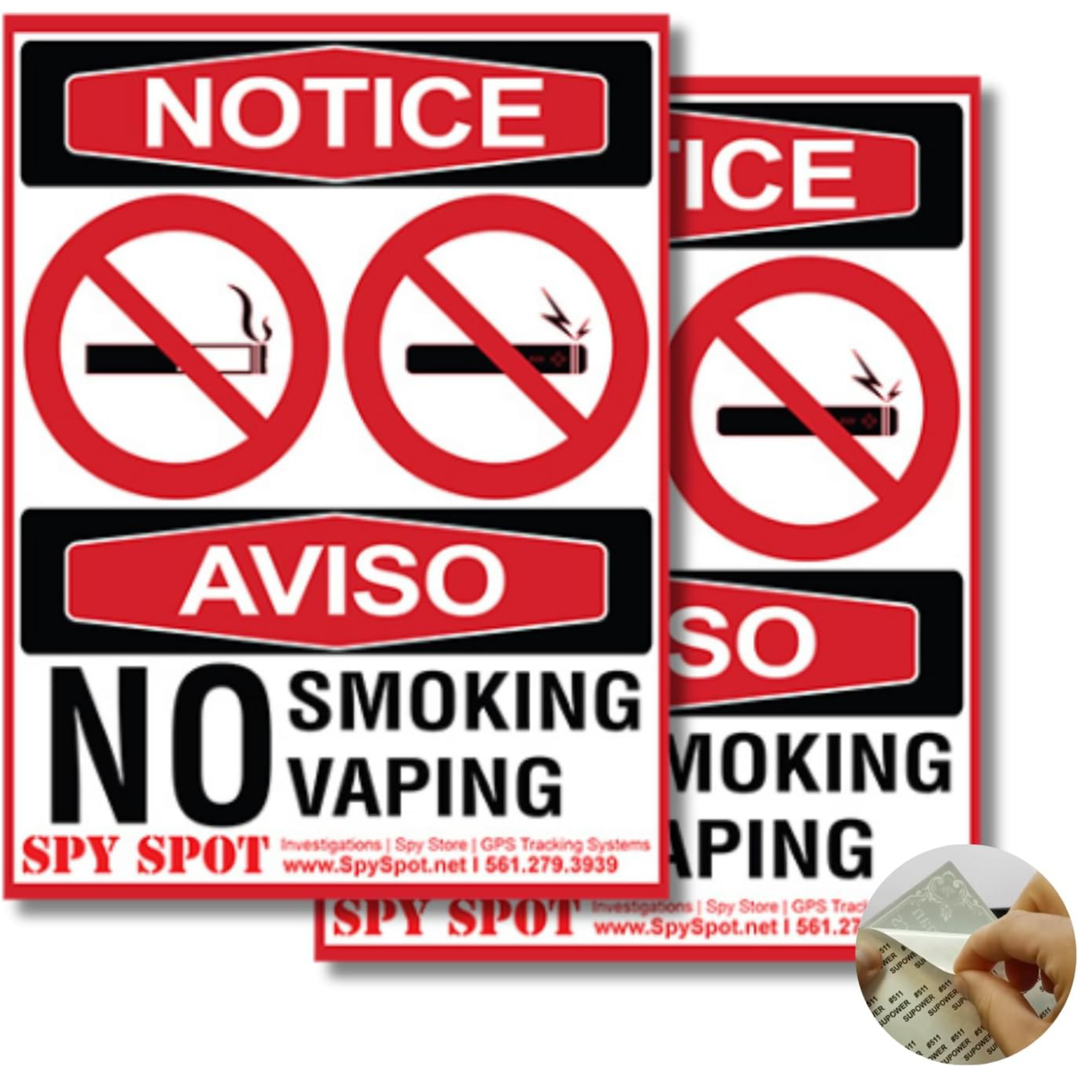 No Smoking No Vaping Stickers, 3" x 4" Vinyl Decals, Pack of 2