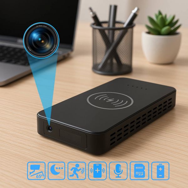 Portable Power Bank Wireless Charger Camera – Hidden Camera with Night Vision & Local Storage