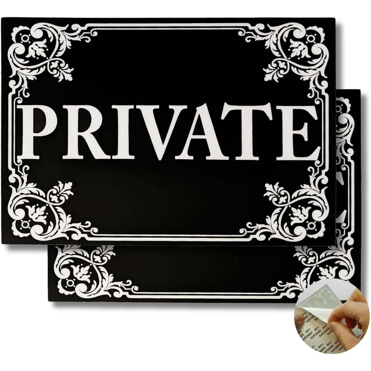 Private Door Sign Stickers - 4"x3" Vinyl Decal - Pack of 2