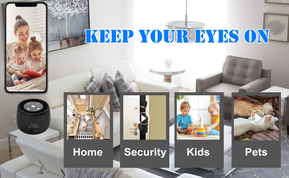 HEPA Air Purifier with Hidden 1080P WiFi Camera — Discreet Home & Office Security