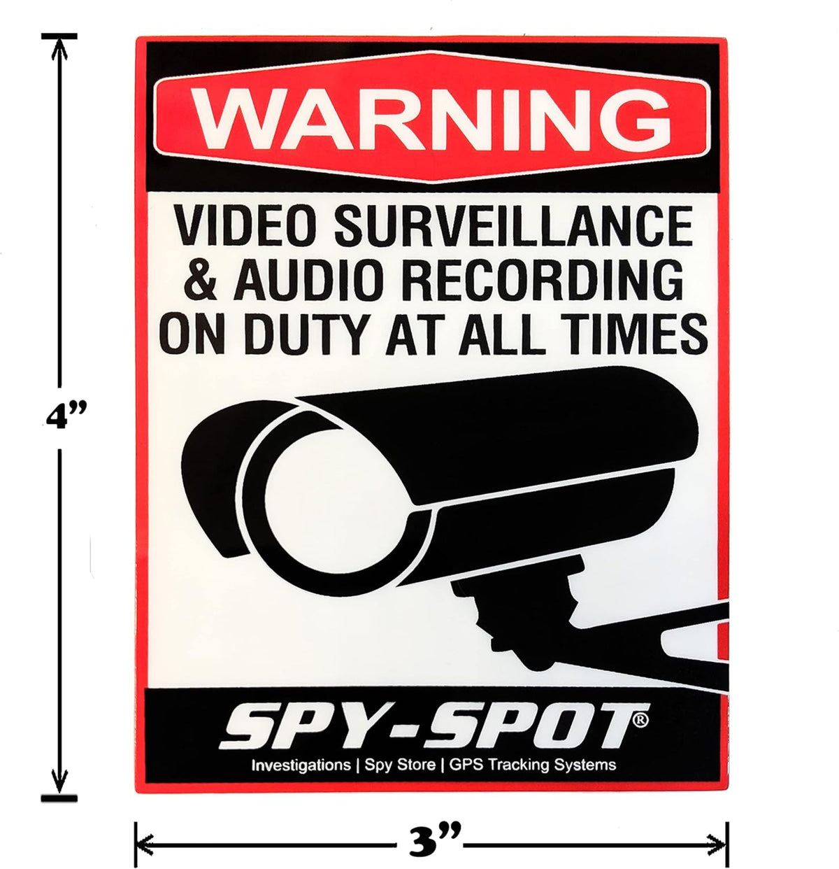 Surveillance Warning Stickers 4 Pack - Weatherproof Vinyl Decals