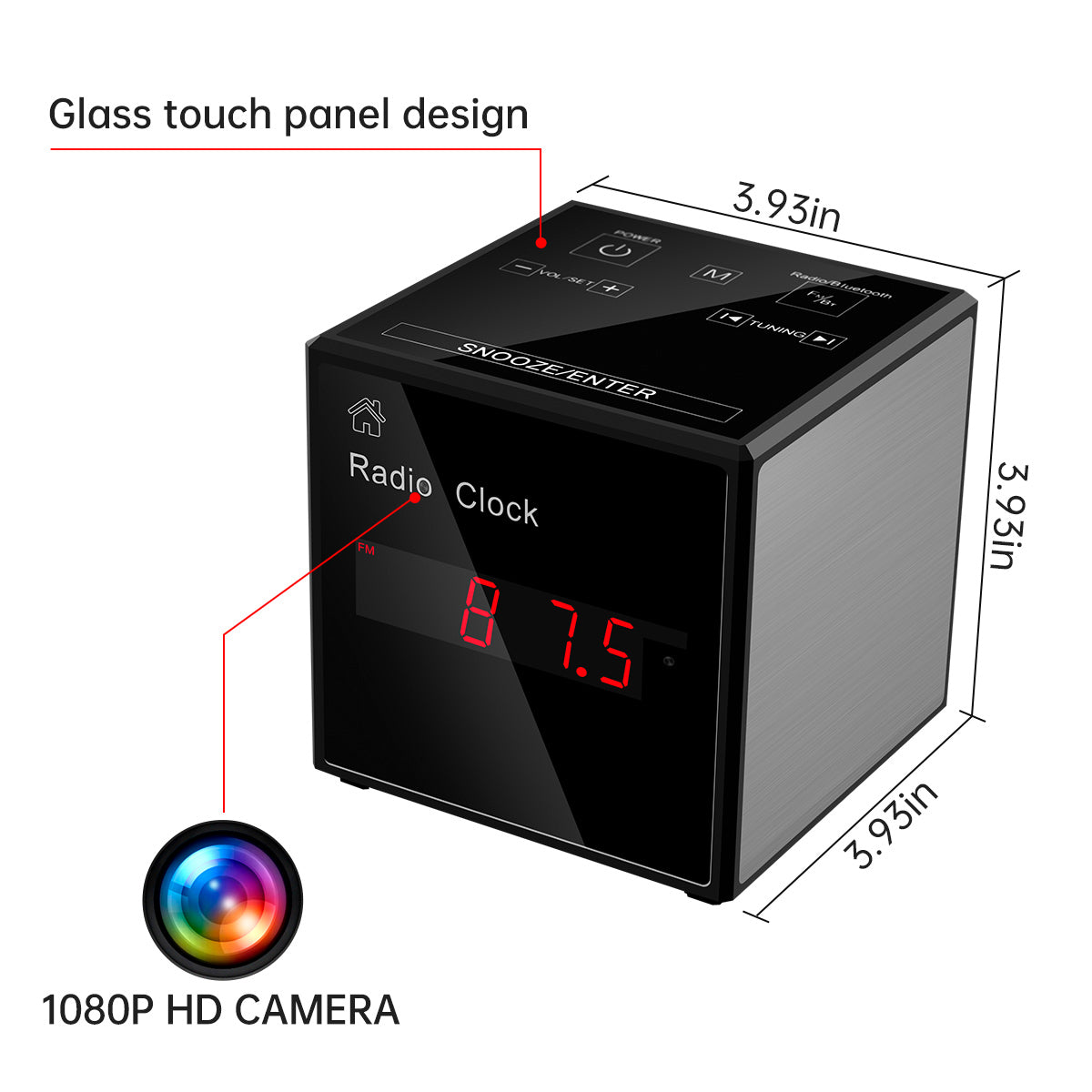 Hidden Camera Alarm Clock with Wi-Fi Streaming & Bluetooth Speaker – 1080P HD