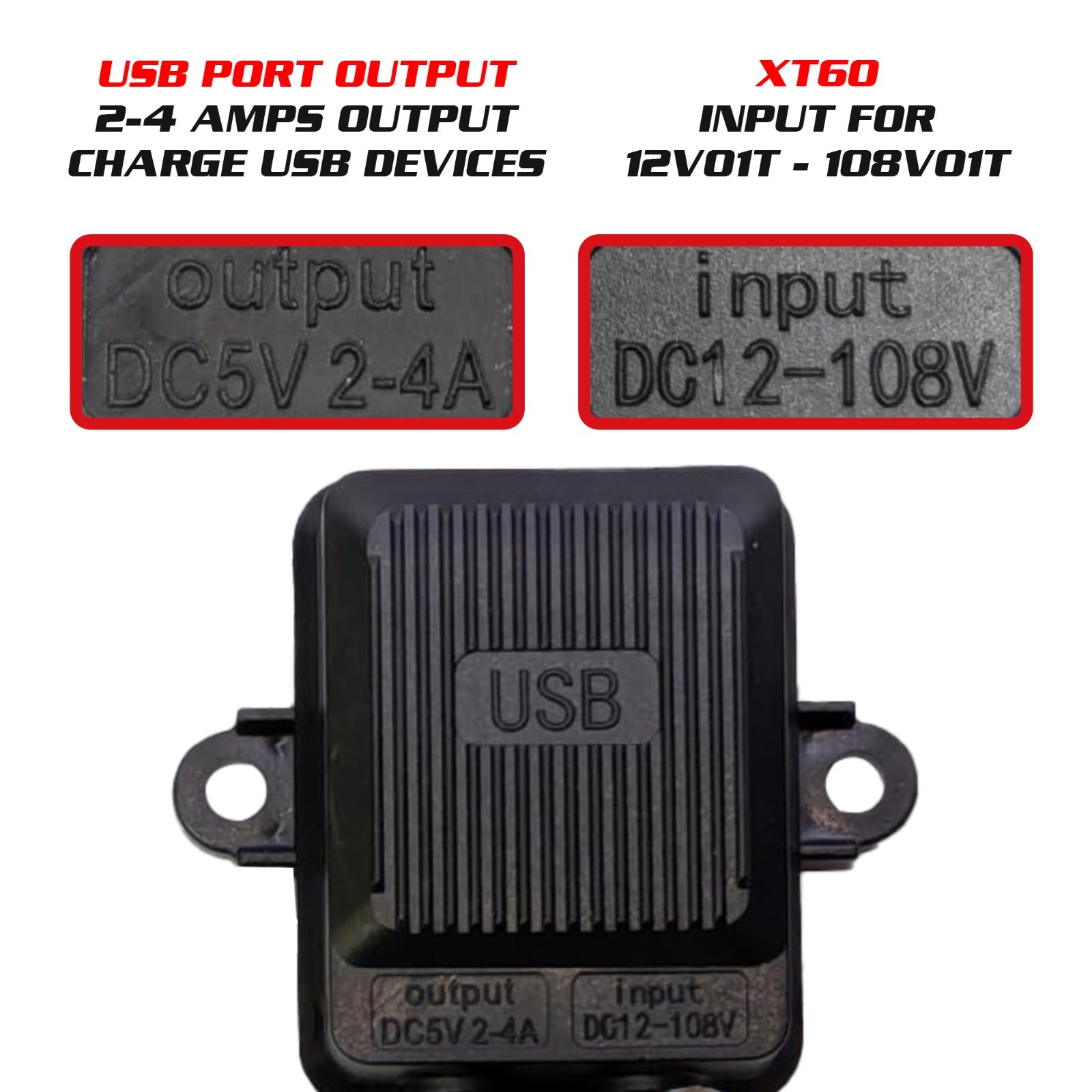 Spy Spot XT60 to USB-A & USB-C Power Adapter – Dual Port Charger for E-Bikes & Scooters | Connects to XT60 Battery for Phone, GPS, Camera Charging