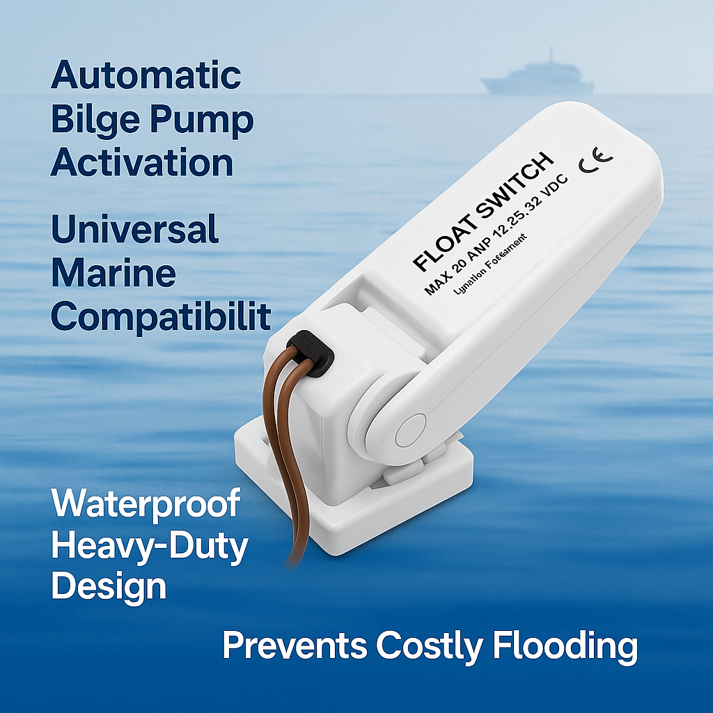 Float Switch - Compatible with Marine Water Bilge Pump for Boats and Spy Spot GV57 GPS DC12V 24V 32V Flash Buzzer LED Alarm 12V