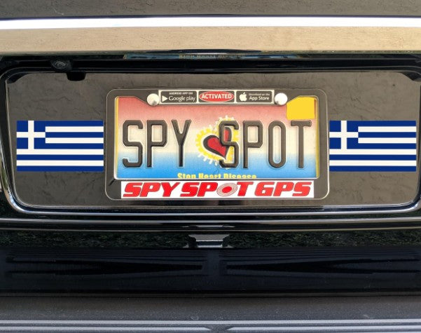 Spy Spot Flag of Greece Set of 4 Vinyl Sticker Decal 4" x 2.5"