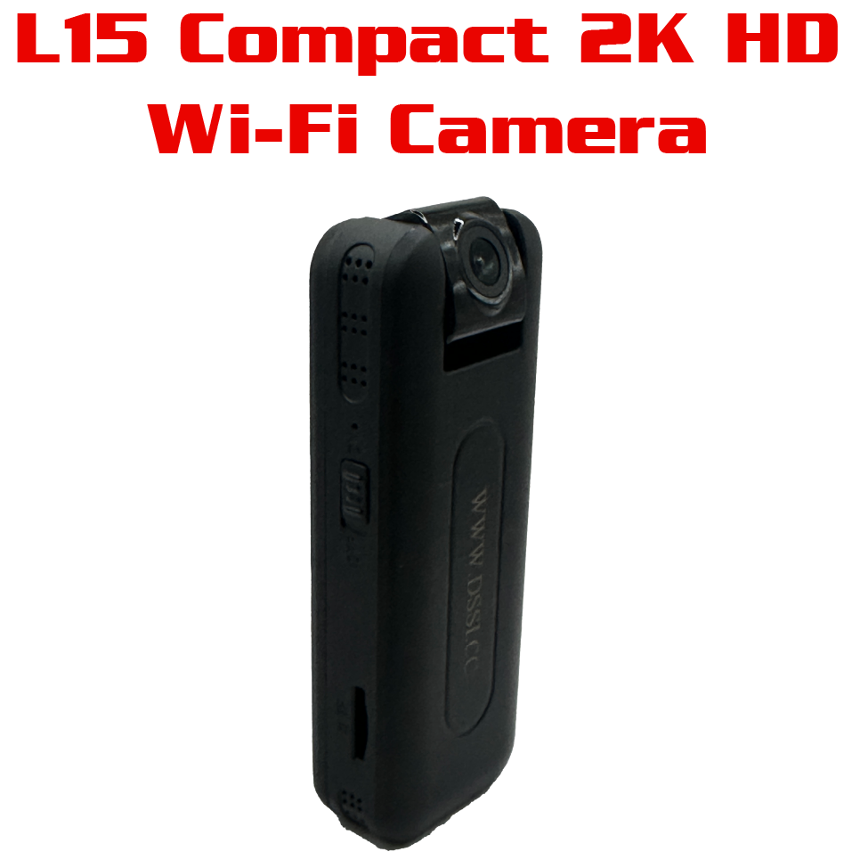 L15 2K WiFi Body Camera – Long Battery Life, Motion Detection, Night Vision, USB-C, Offline Use, App Optional, Wearable with Tripod Mount