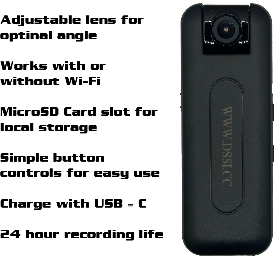 L15 2K WiFi Body Camera – Long Battery Life, Motion Detection, Night Vision, USB-C, Offline Use, App Optional, Wearable with Tripod Mount