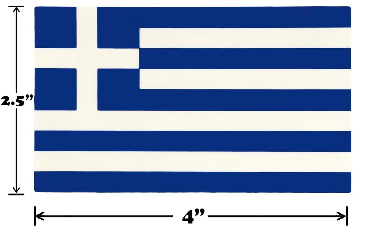 Spy Spot Flag of Greece Set of 4 Vinyl Sticker Decal 4" x 2.5"