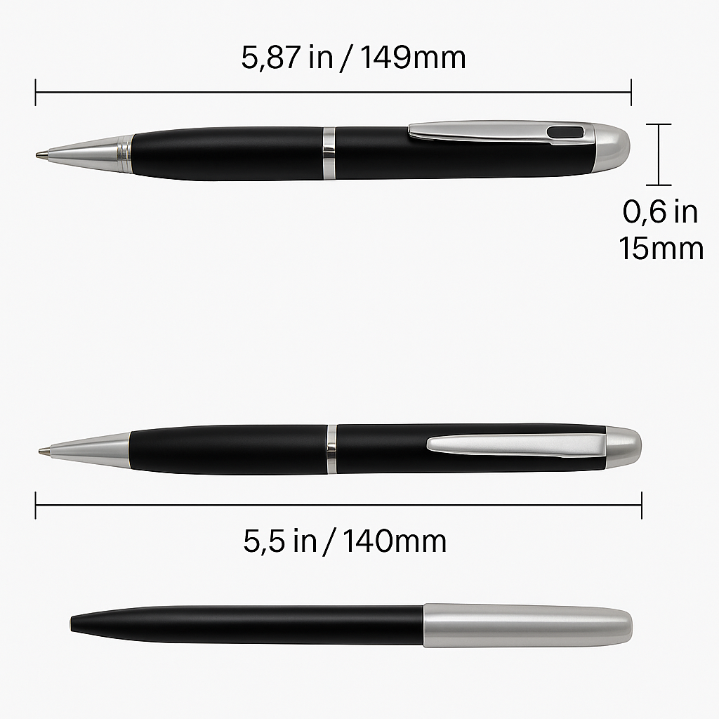 Premium Writing Pen with Built-In 1080p Camera – 64 GB Storage