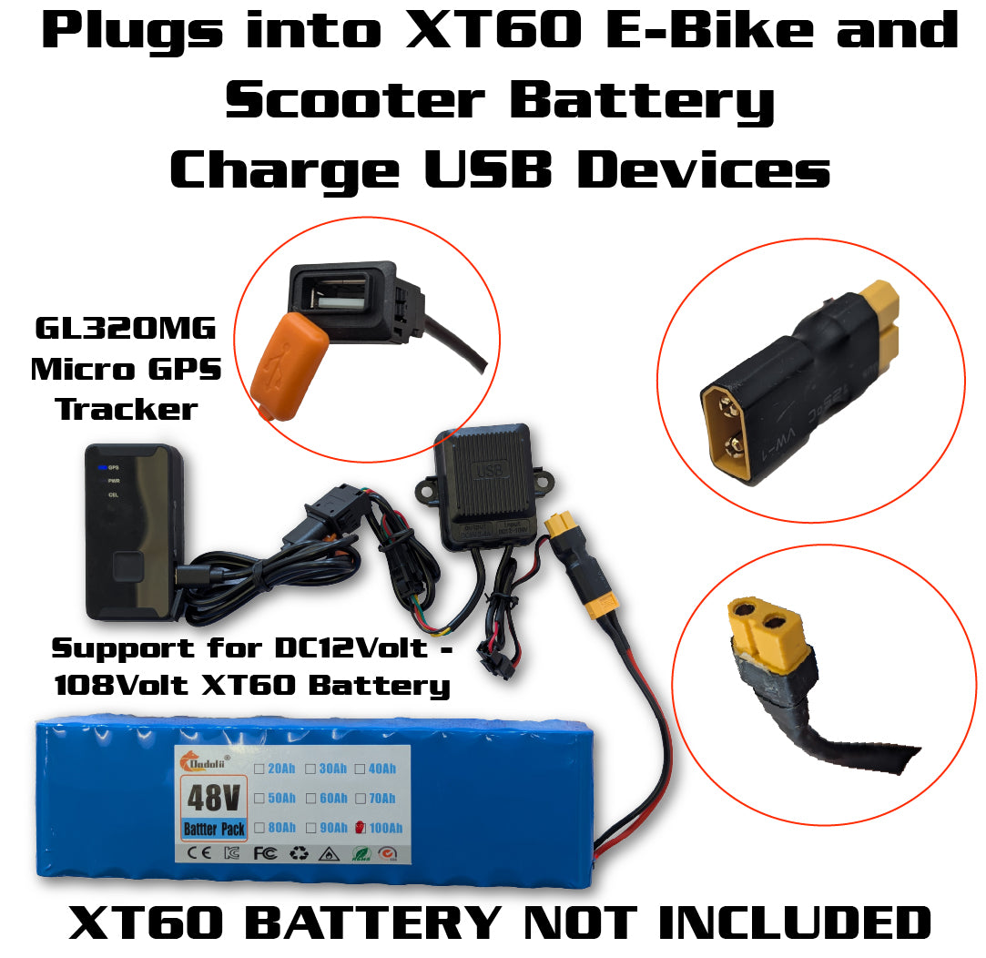 Spy Spot GL320 Micro Tracker & XT60 to USB Power Adapter Bundle – Stay Powered & Connected On the Go