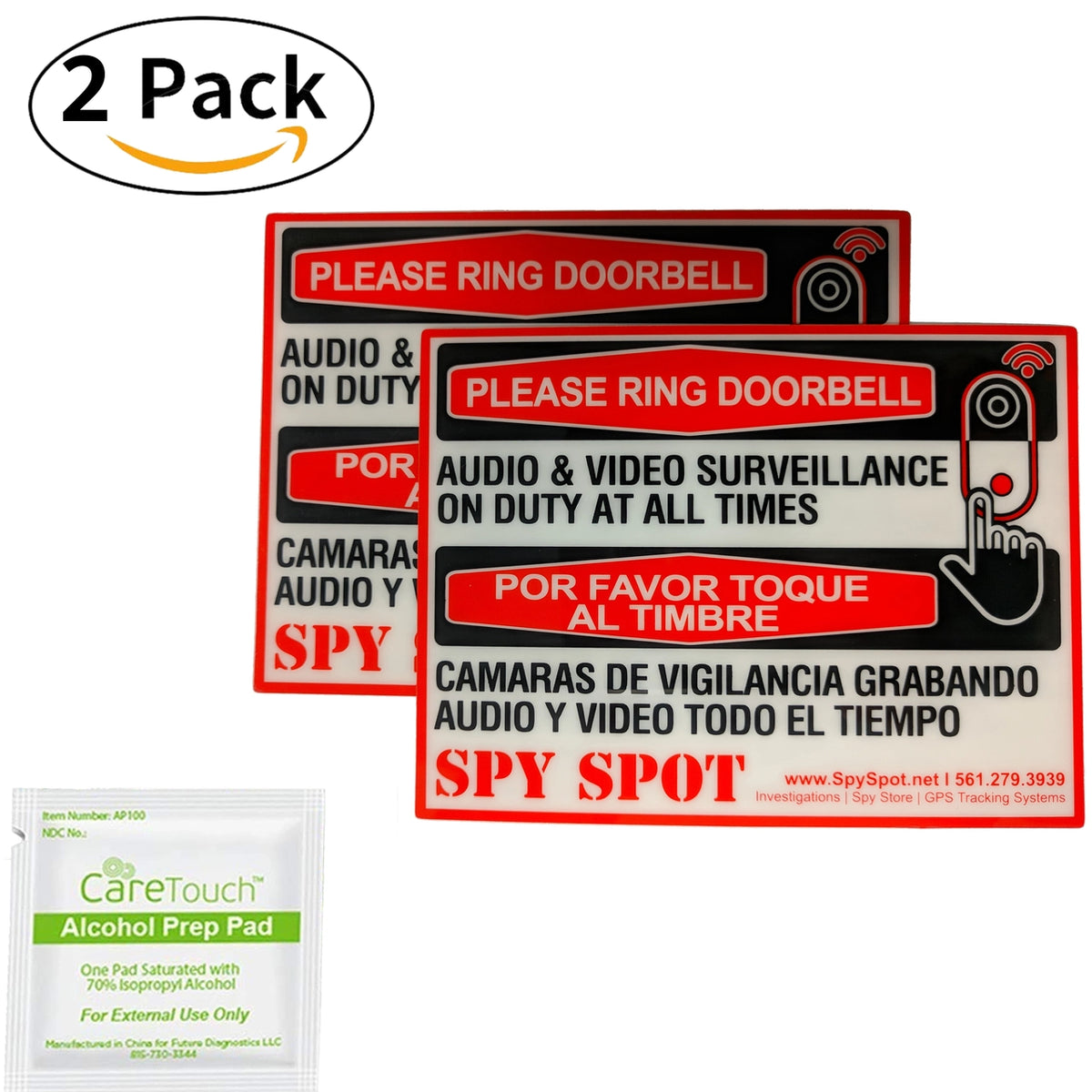 Spy Spot Ring The Bell Stickers Vinyl Decals Surveillance Doorbell Set of 2