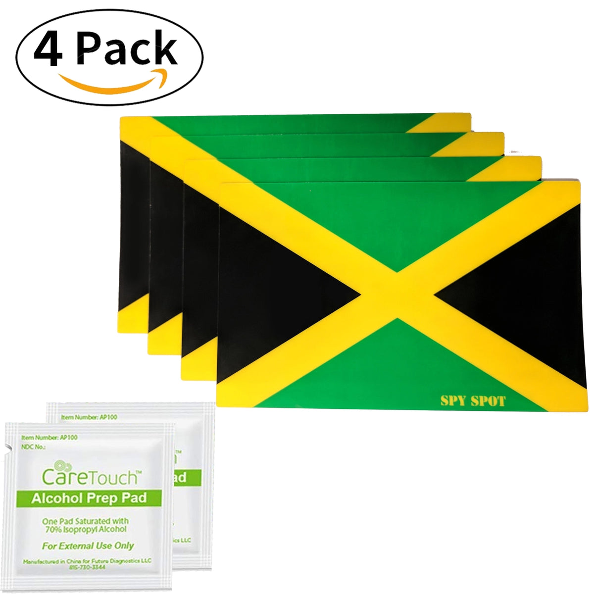 Spy Spot  Set of 4 Jamaica Flag Vinyl Decal Stickers  4" x 2.5" Weatherproof