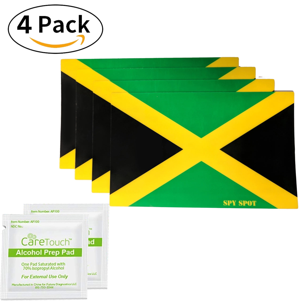 Spy Spot  Set of 4 Jamaica Flag Vinyl Decal Stickers  4" x 2.5" Weatherproof