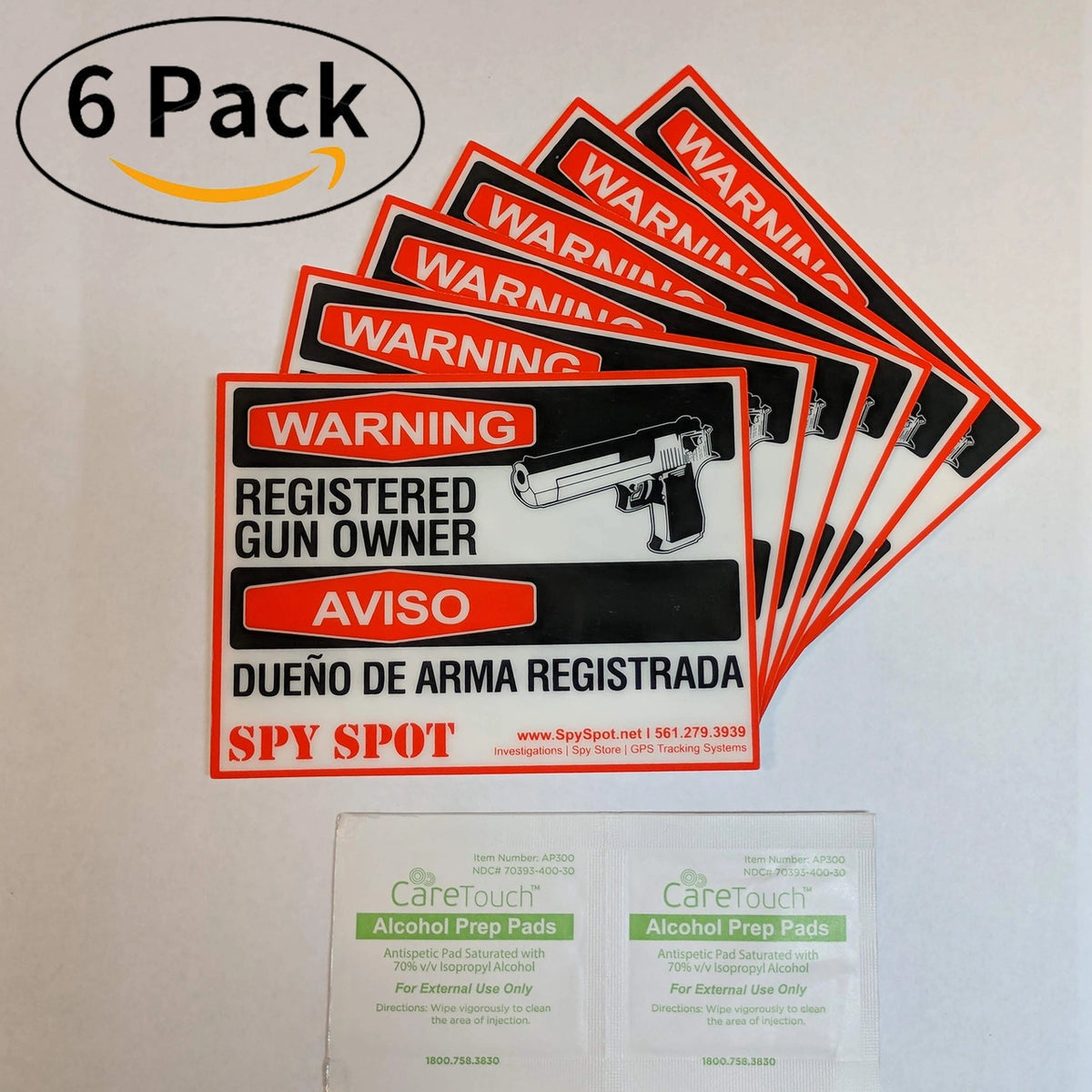 Spy Spot 6 Pack Registered Gun Owner Sticker Decal Vinyl 4" x 3"