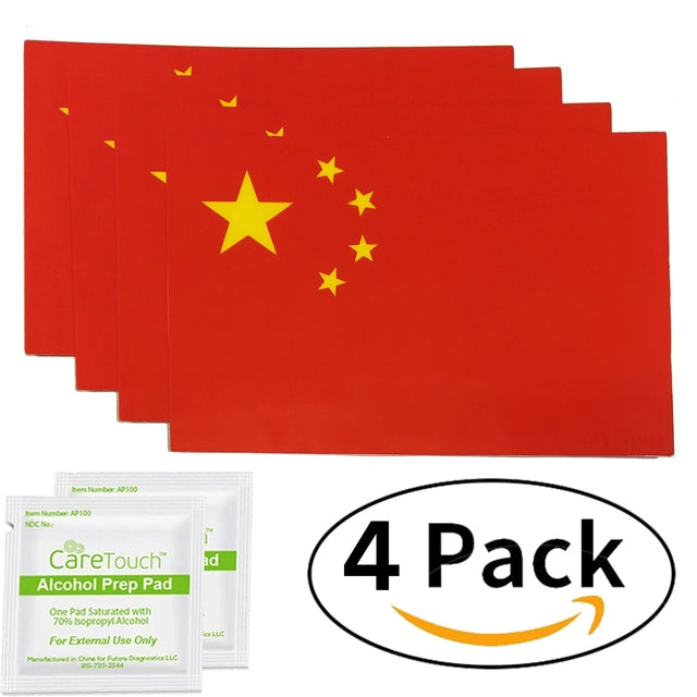 Spy Spot Set of 4 China Flag Stickers Weatherproof UV Resistant 4" x 2.5"