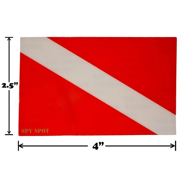 Spy Spot Scuba Diving Stickers Red and White Flag 4" x 2.5" Set of 4
