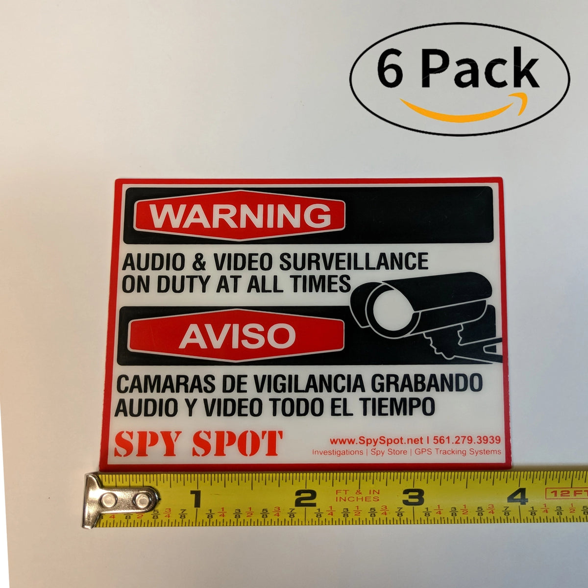 6 Pack Decal Self Adhesive Audio & Video Weatherproof Surveillance Stickers