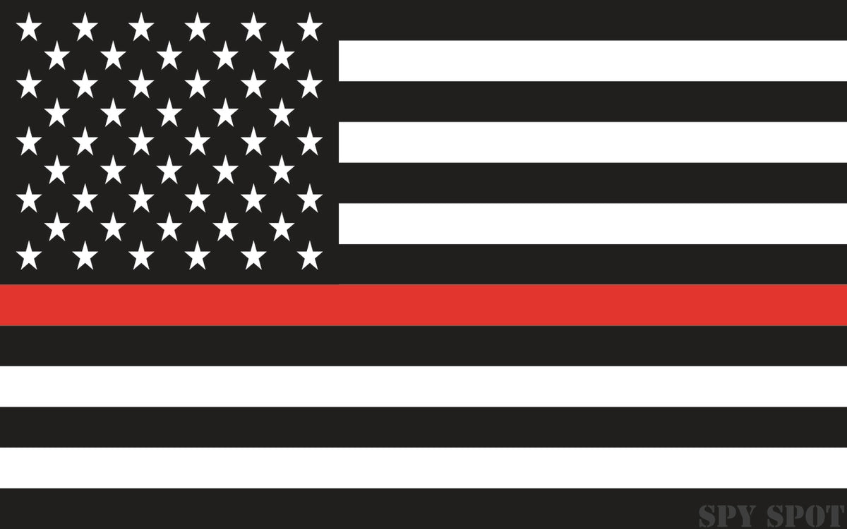 Thin Red Line Black White US Flag Stickers Supports Firefighters and EMT 4" x 2.5" Set of 4