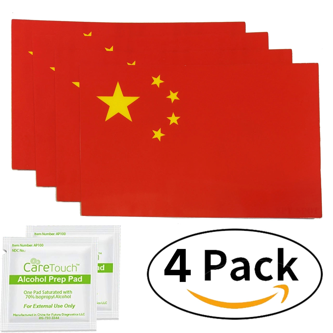 Spy Spot Set of 4 China Flag Stickers Weatherproof UV Resistant 4" x 2.5"