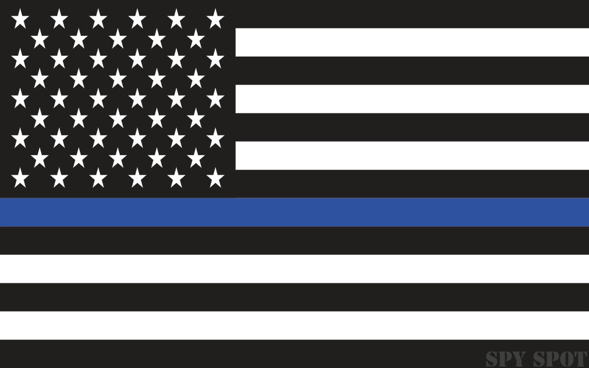 Spy Spot Thin Blue Line Black and White US Flag Support Police 4"x 2.5" Set of 4