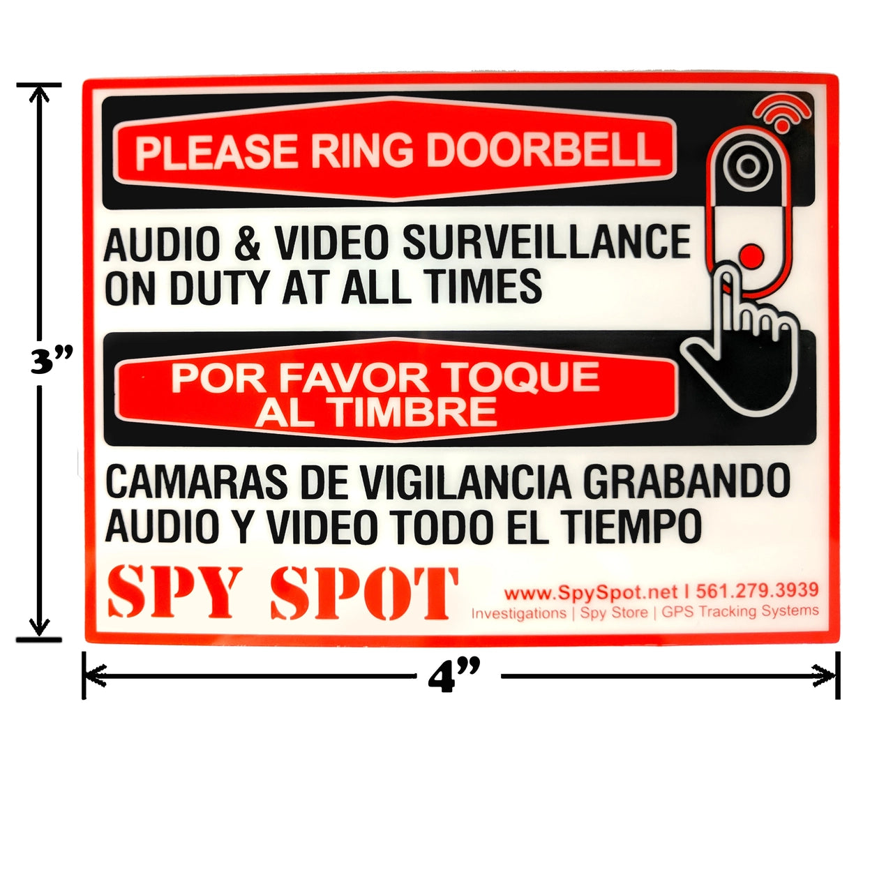 Spy Spot Ring The Bell Stickers Vinyl Decals Surveillance Doorbell Set of 2