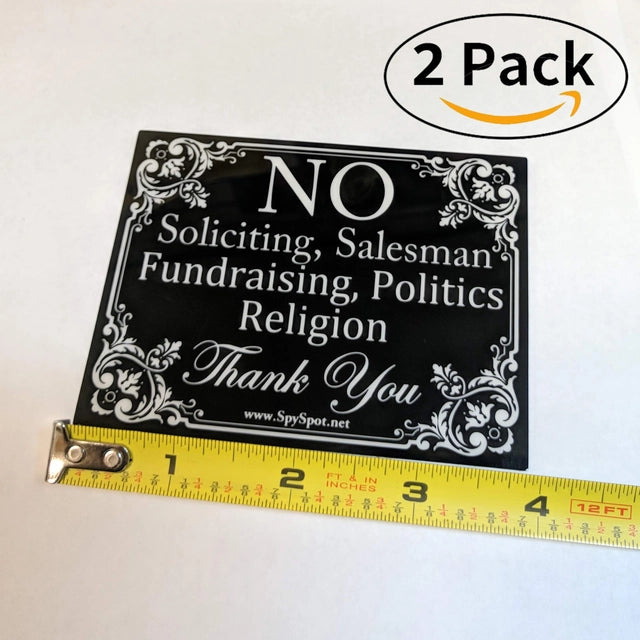 2 Pack of No Soliciting Vinyl Decal Stickers 4" x 3"
