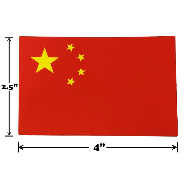 Spy Spot Set of 4 China Flag Stickers Weatherproof UV Resistant 4" x 2.5"