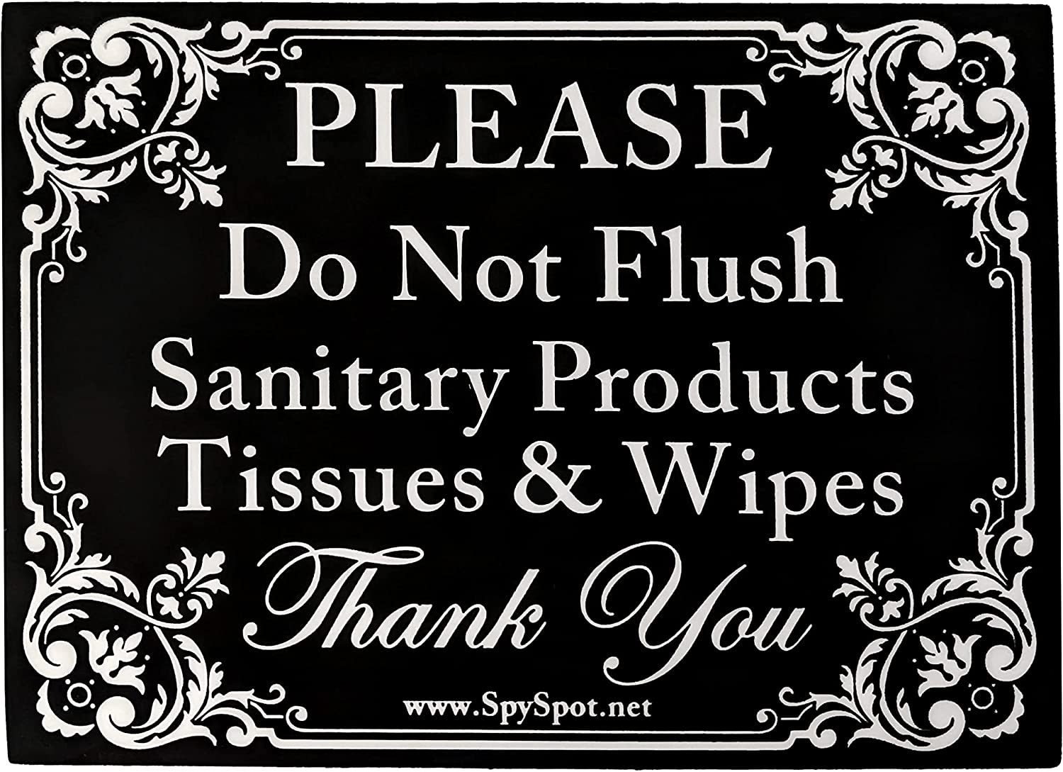 Spy Spot  "Please Do Not Flush Sanitary Products Tissues & Wipes" Pack of 2 4" x 3" Stickers