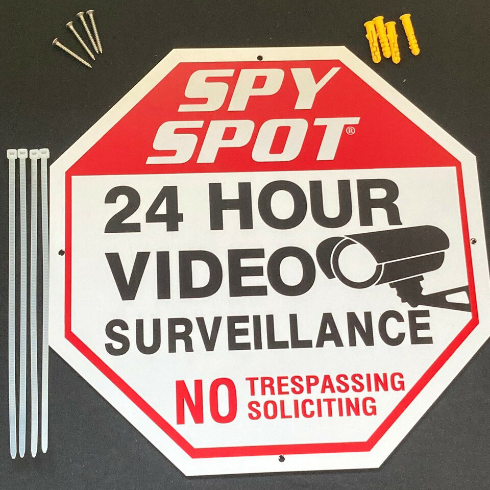 Spy Spot 24 Hour Video Surveillance Plastic Sign 11.25" x 11.25"