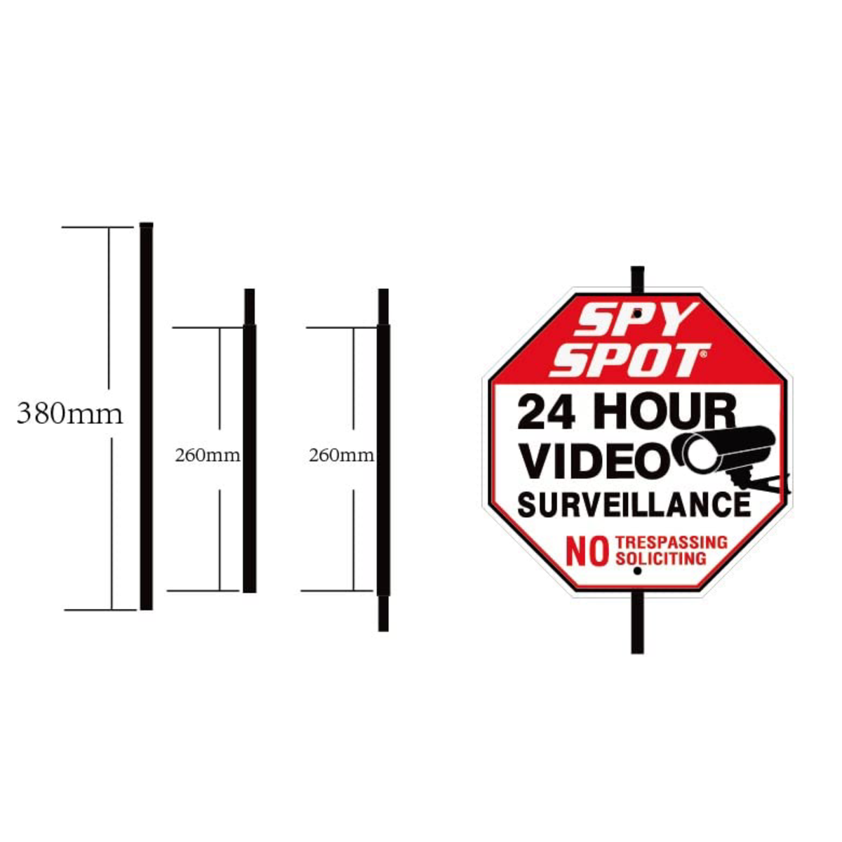 24Hr Video Surveillance Sign, Foldable Aluminum 12"x12", Pack of 2