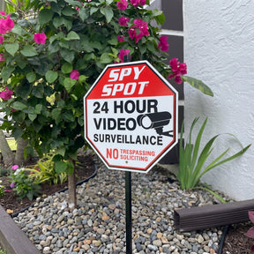 24Hr Video Surveillance Sign, Foldable Aluminum 12"x12", Pack of 2