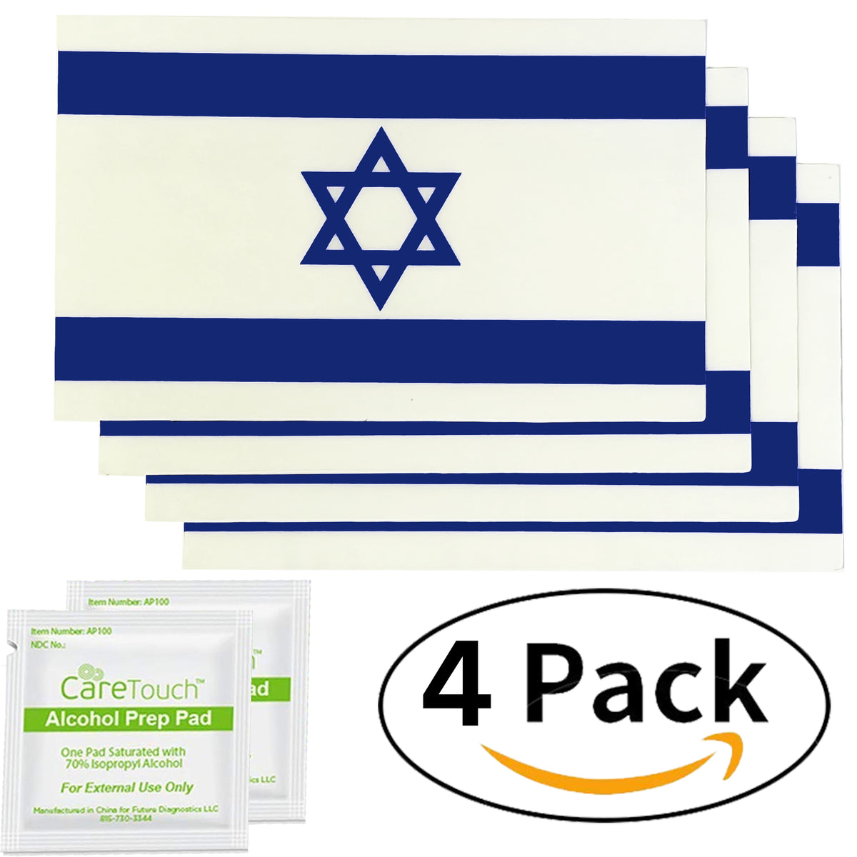 Spy Spot Israel Flag Vinyl Sticker Decal 4" x 2.5" Weatherproof UV Resistant Laminate Professional Quality Set of 4