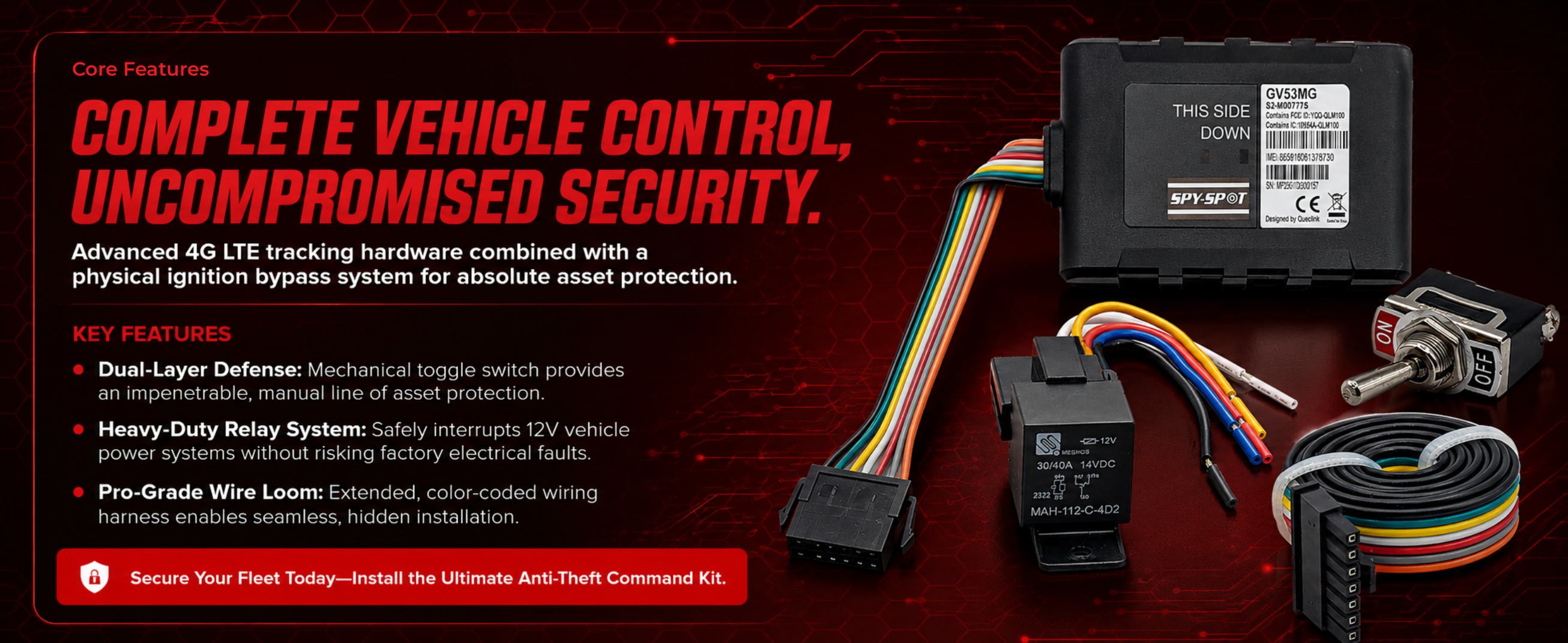 GV53MG 4G LTE Hardwired GPS Tracker with Kill Switch