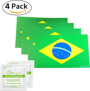 Brazil Flag Stickers 4" x 2.5" Vinyl Decals, Pack of 4