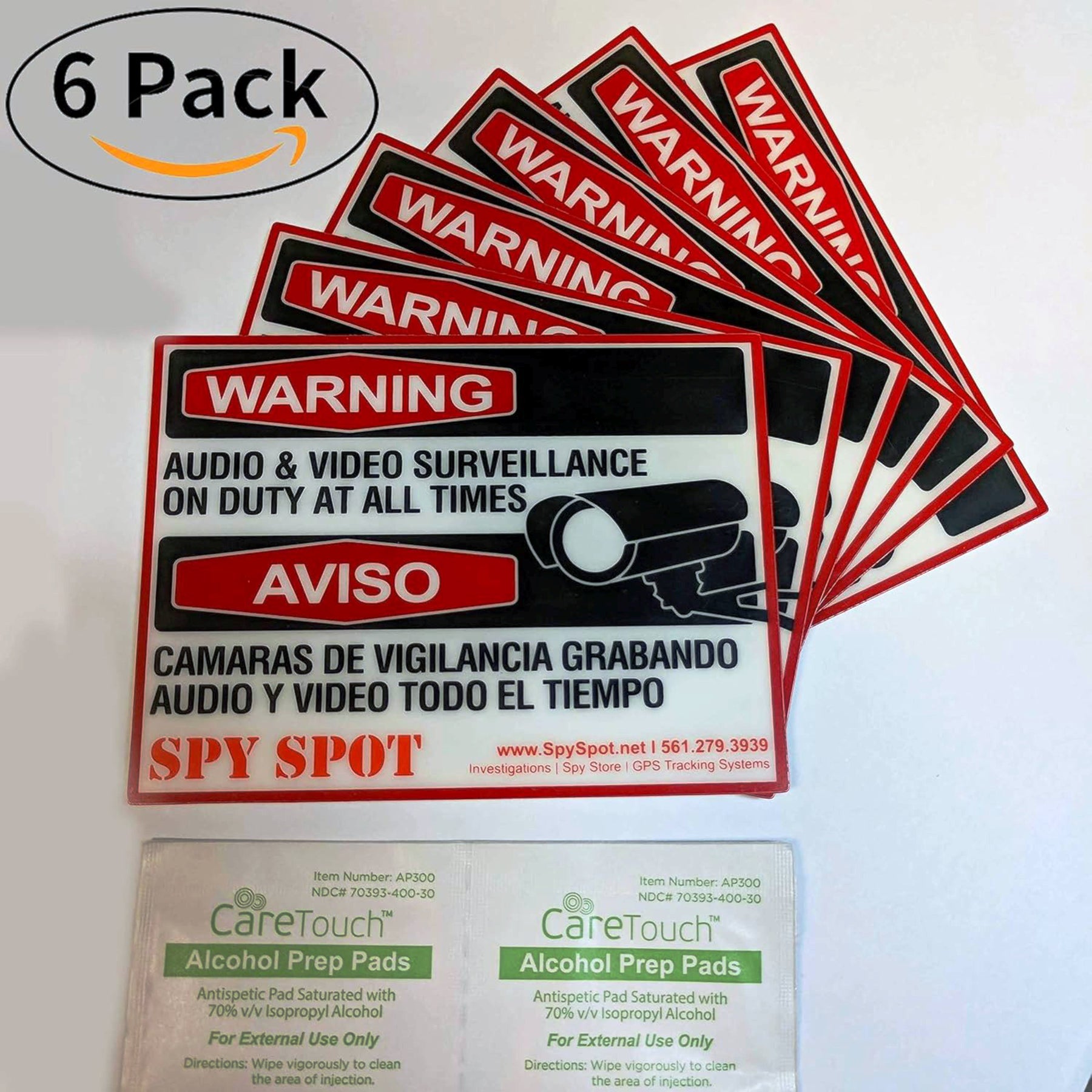 CCTV Warning Stickers, 4" x 3" Weatherproof Vinyl, Pack of 6