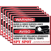 CCTV Warning Stickers, 4" x 3" Weatherproof Vinyl, Pack of 6